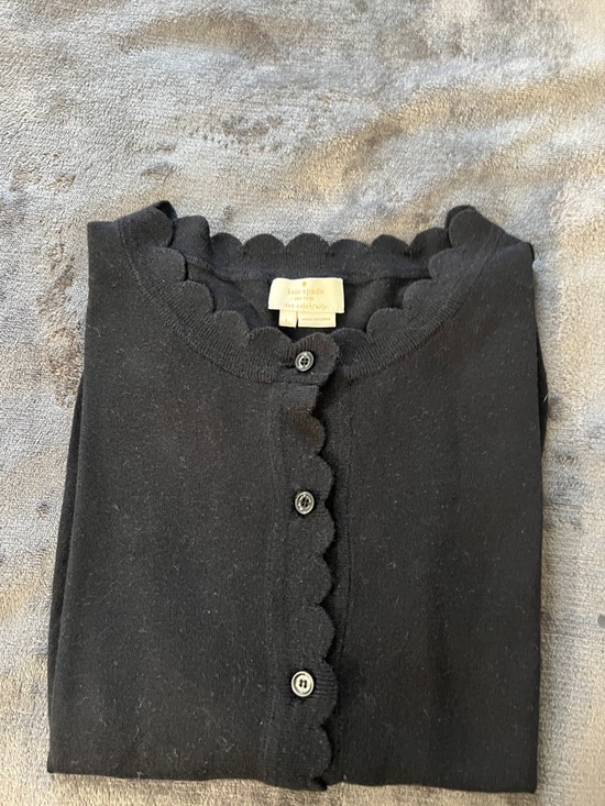kate spade Sweaters - kate spade scallop-edge black light weight cardigan sweater
